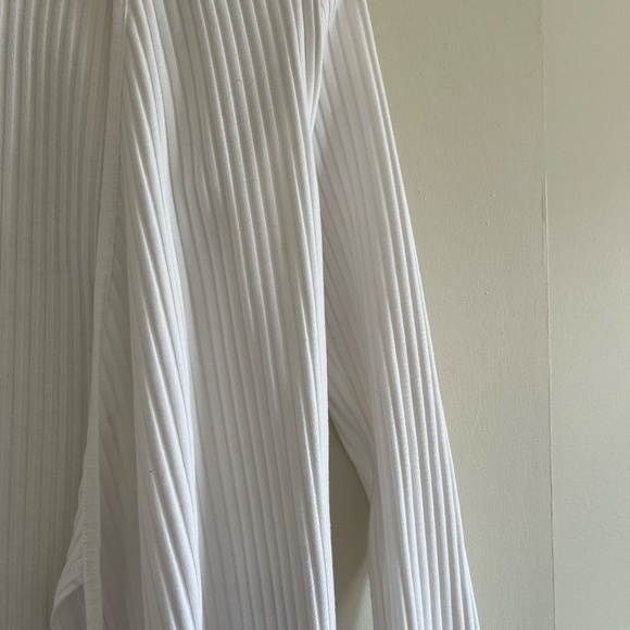 Frank & Oak White Ribbed Wrap Tie-Front Shirt / Blouse - Picture 5 of 7